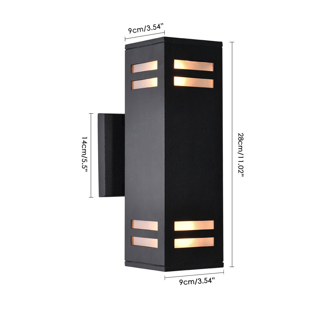 Moderna Lámpara de Pared Exterior Rectangular Negra Impermeable de 2 Luces