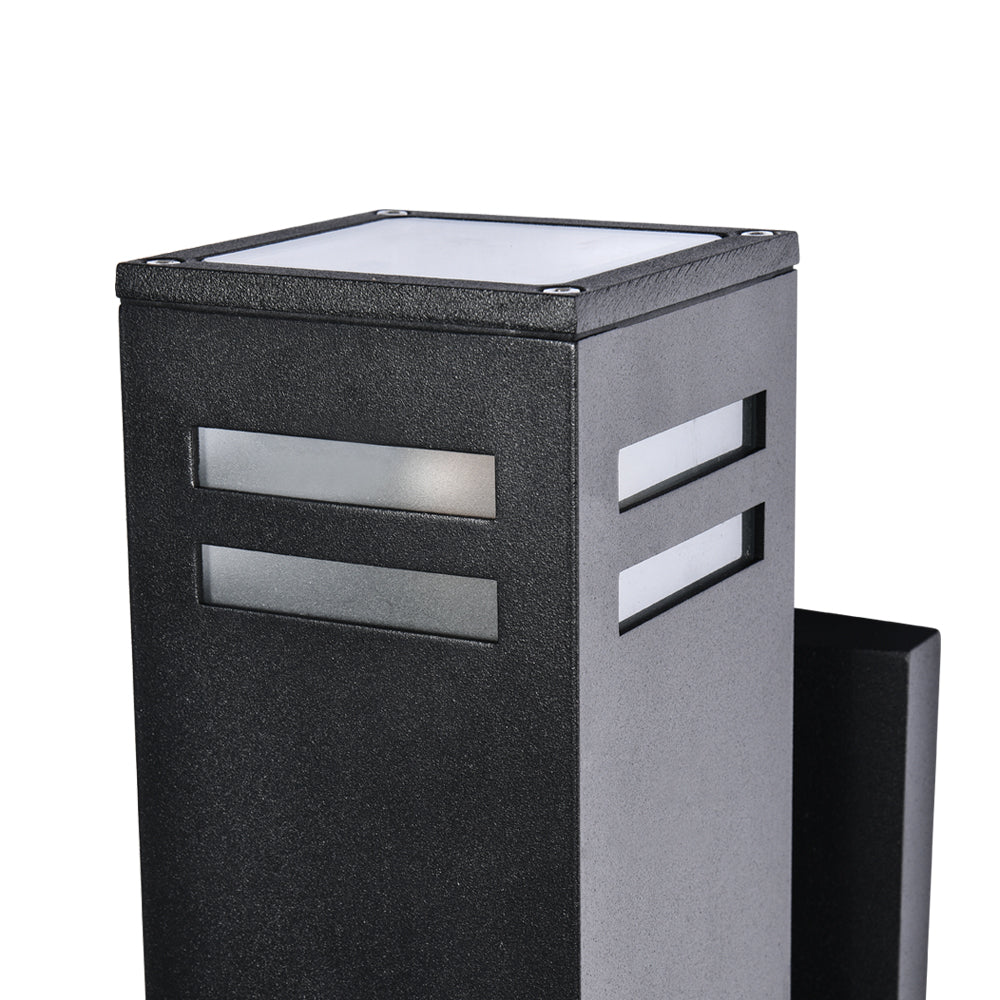 Moderna Lámpara de Pared Exterior Rectangular Negra Impermeable de 2 Luces