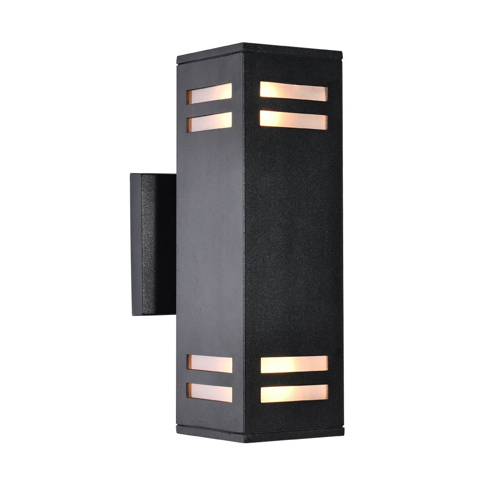 Moderna Lámpara de Pared Exterior Rectangular Negra Impermeable de 2 Luces