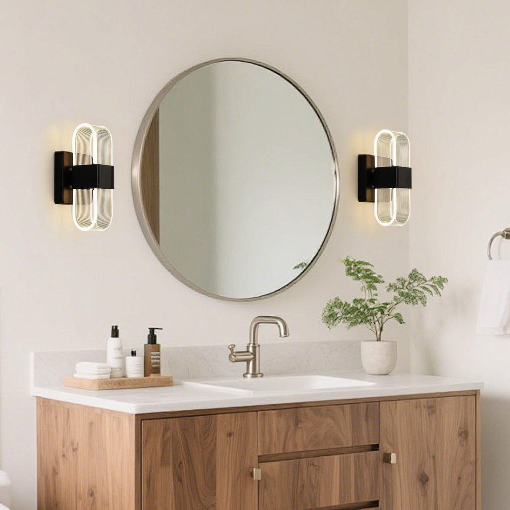 Aplique de Pared LED Ovalado Estriado Dimmable de 3 Colores Moderno