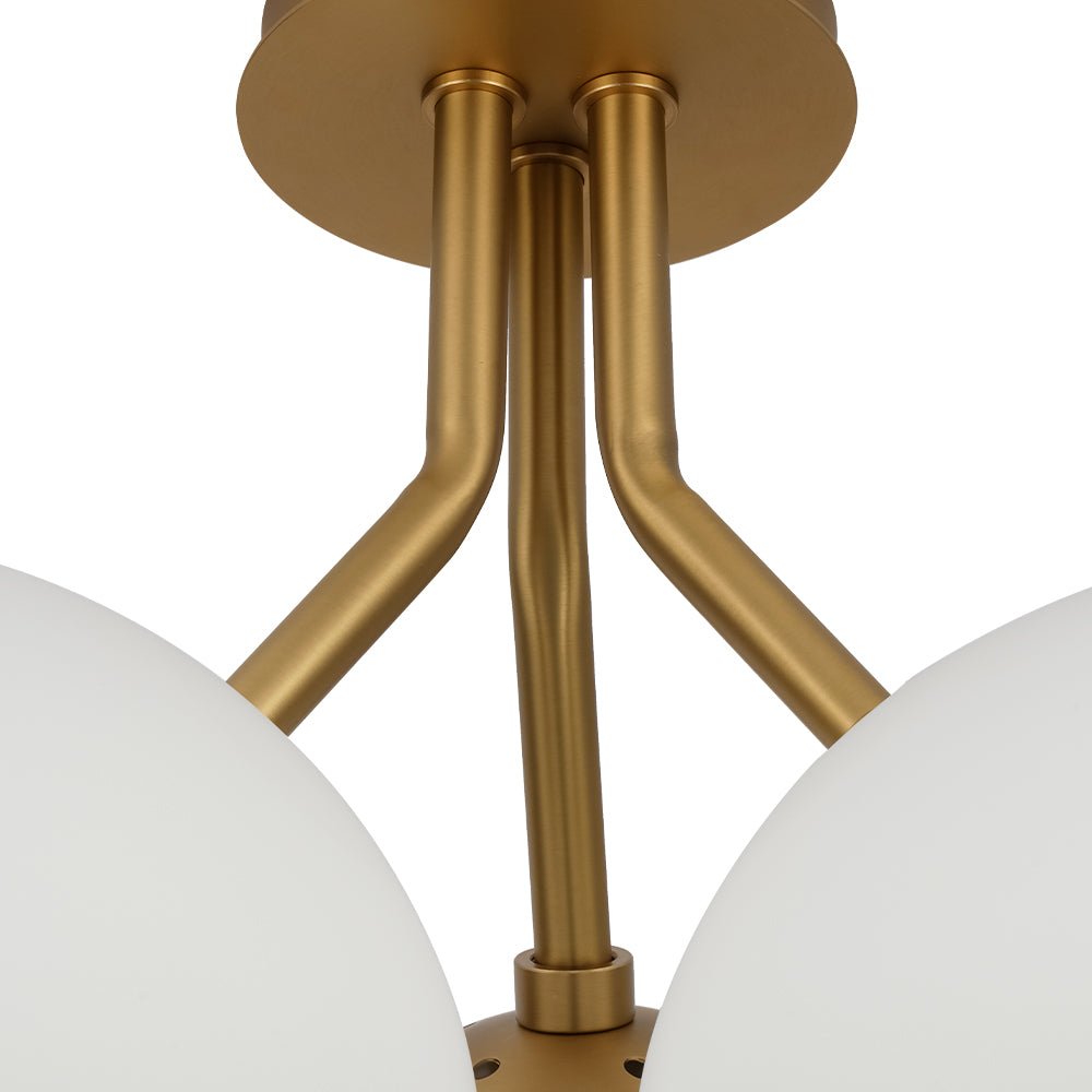 Moderno Luz de Techo Semi de Vidrio Sputnik con Pantallas Ópalas Elípticas de 3 Luces