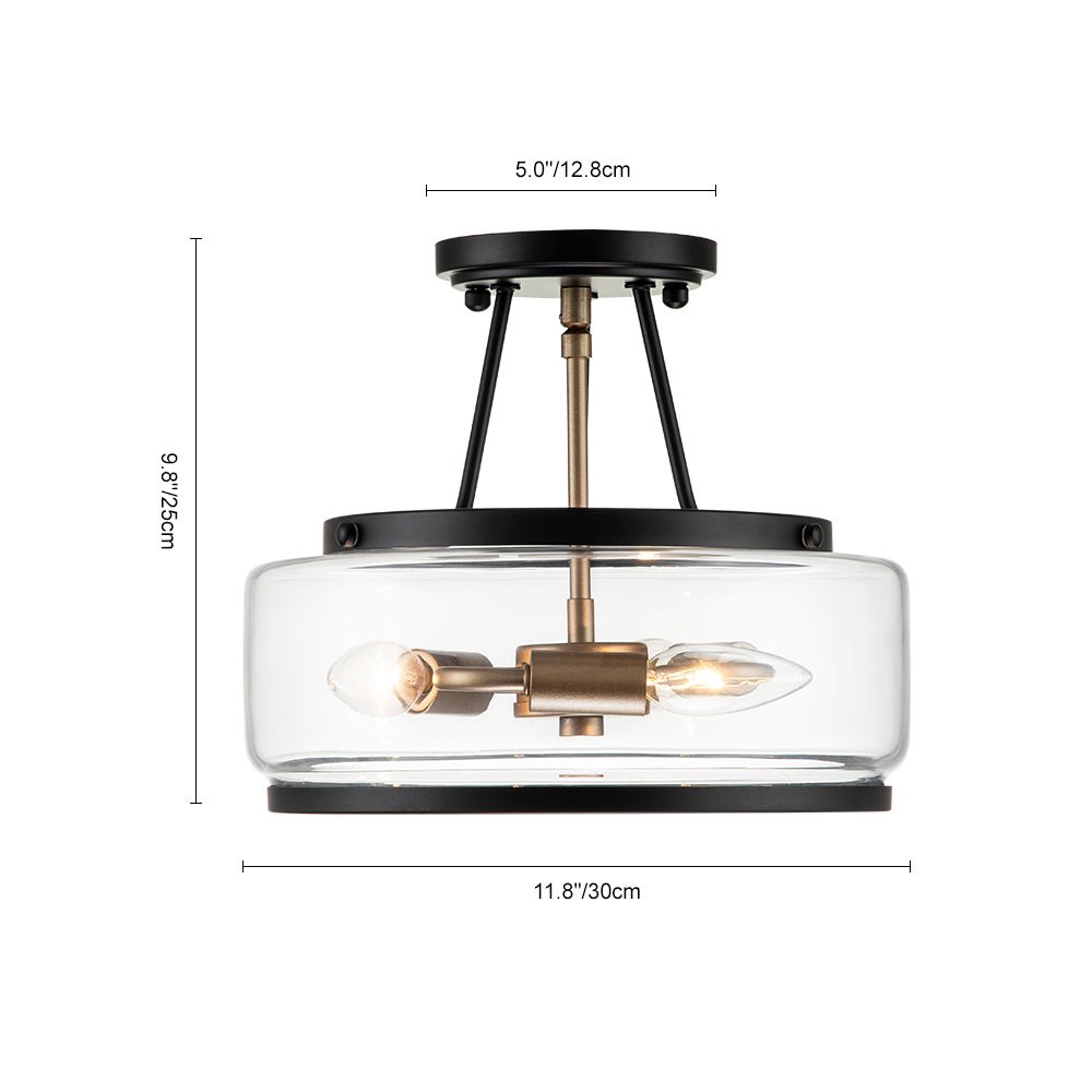 Moderna Lámpara de Techo Semi Flush de Vidrio con 3 Luces