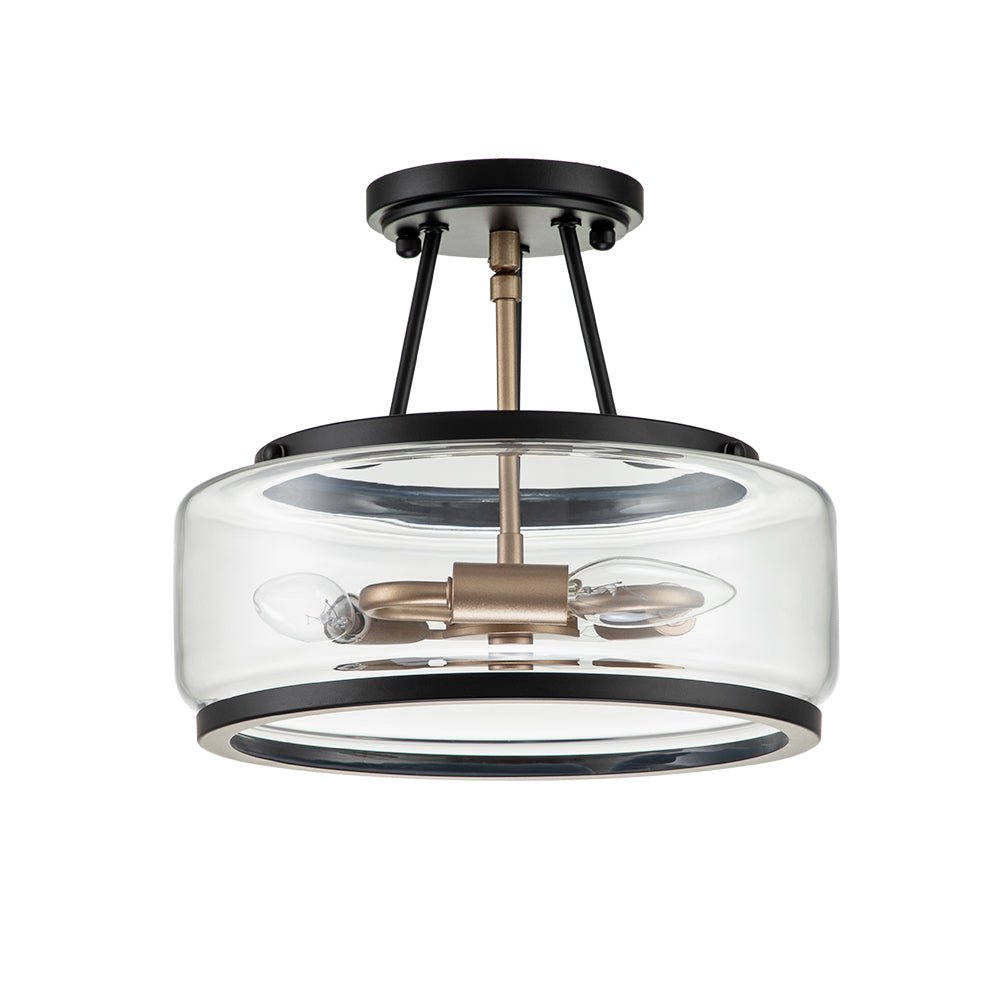 Moderna Lámpara de Techo Semi Flush de Vidrio con 3 Luces