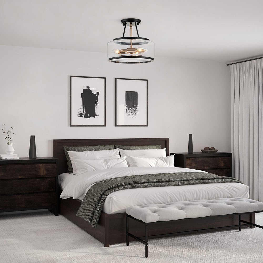 Moderna Lámpara de Techo Semi Flush de Vidrio con 3 Luces