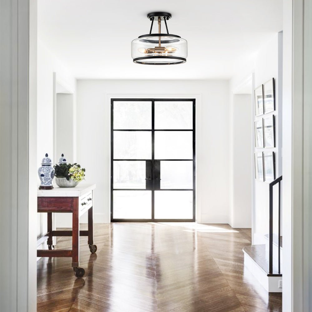 Moderna Lámpara de Techo Semi Flush de Vidrio con 3 Luces
