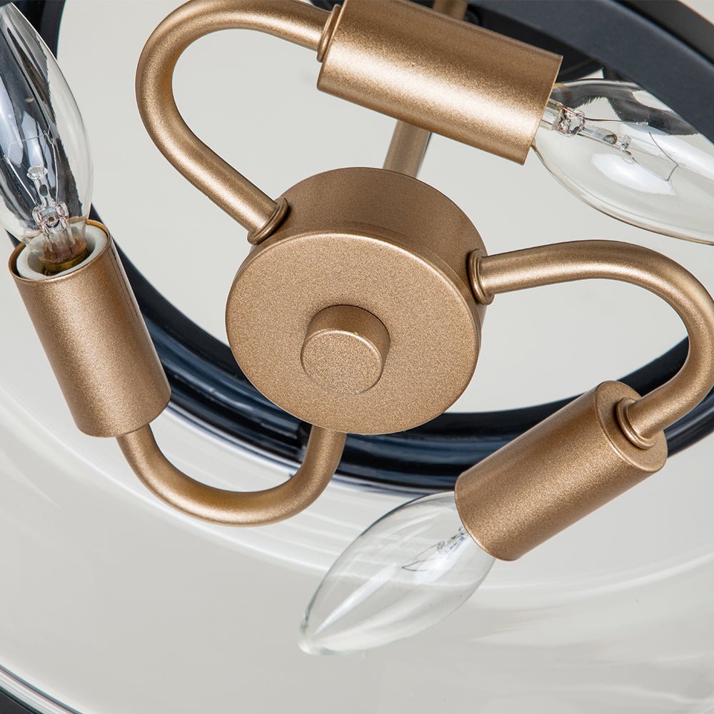 Moderna Lámpara de Techo Semi Flush de Vidrio con 3 Luces