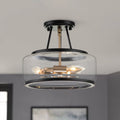 Moderna Lámpara de Techo Semi Flush de Vidrio con 3 Luces