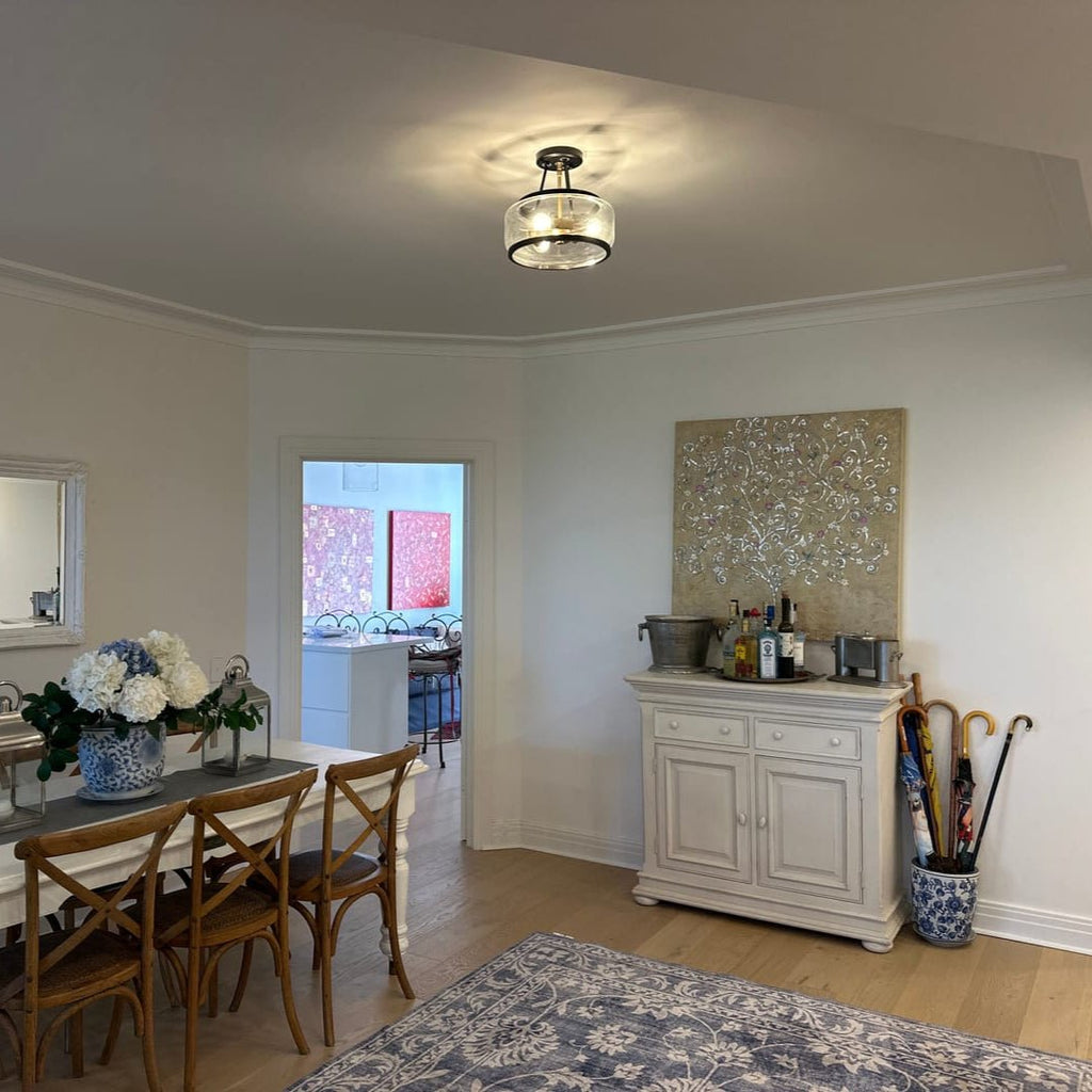 Moderna Lámpara de Techo Semi Flush de Vidrio con 3 Luces