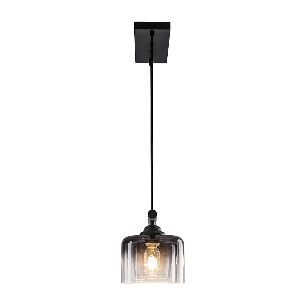 Moderna Lámpara Colgante Lineal de 3 Luces con Pantallas de Campana en Gris Gradiente para Isla de Cocina