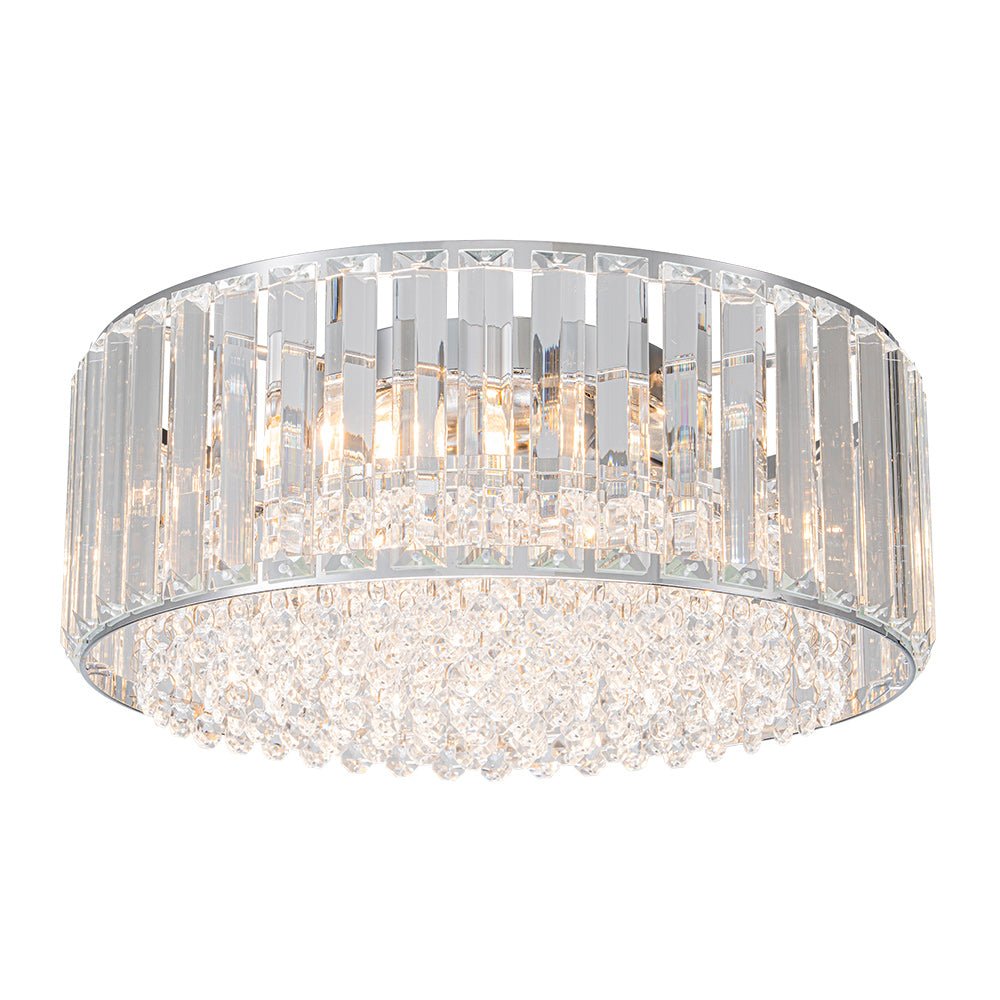 Moderna Lámpara de Techo de Cristal Redonda de 3 Luces