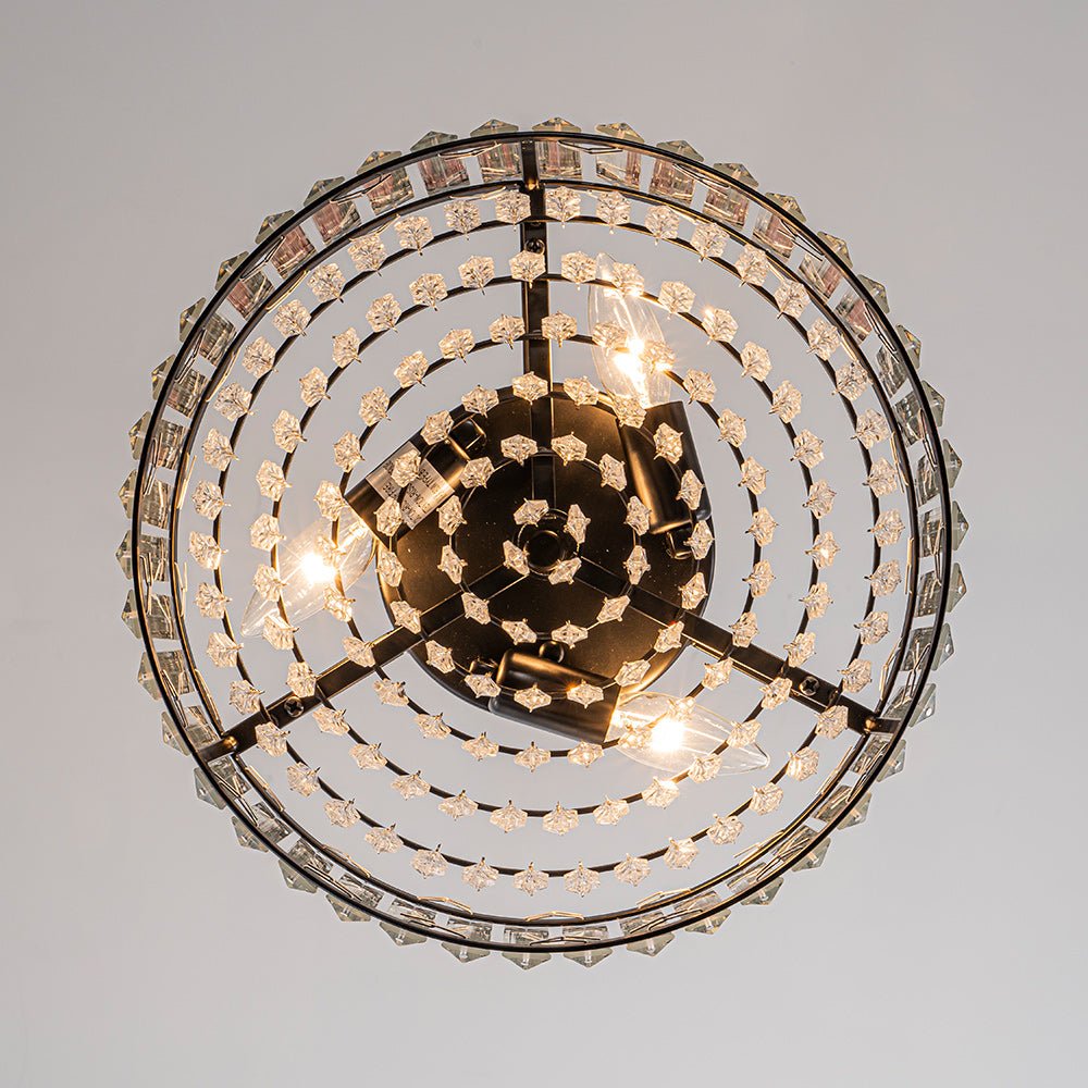 Moderna Lámpara de Techo de Cristal Redonda de 3 Luces