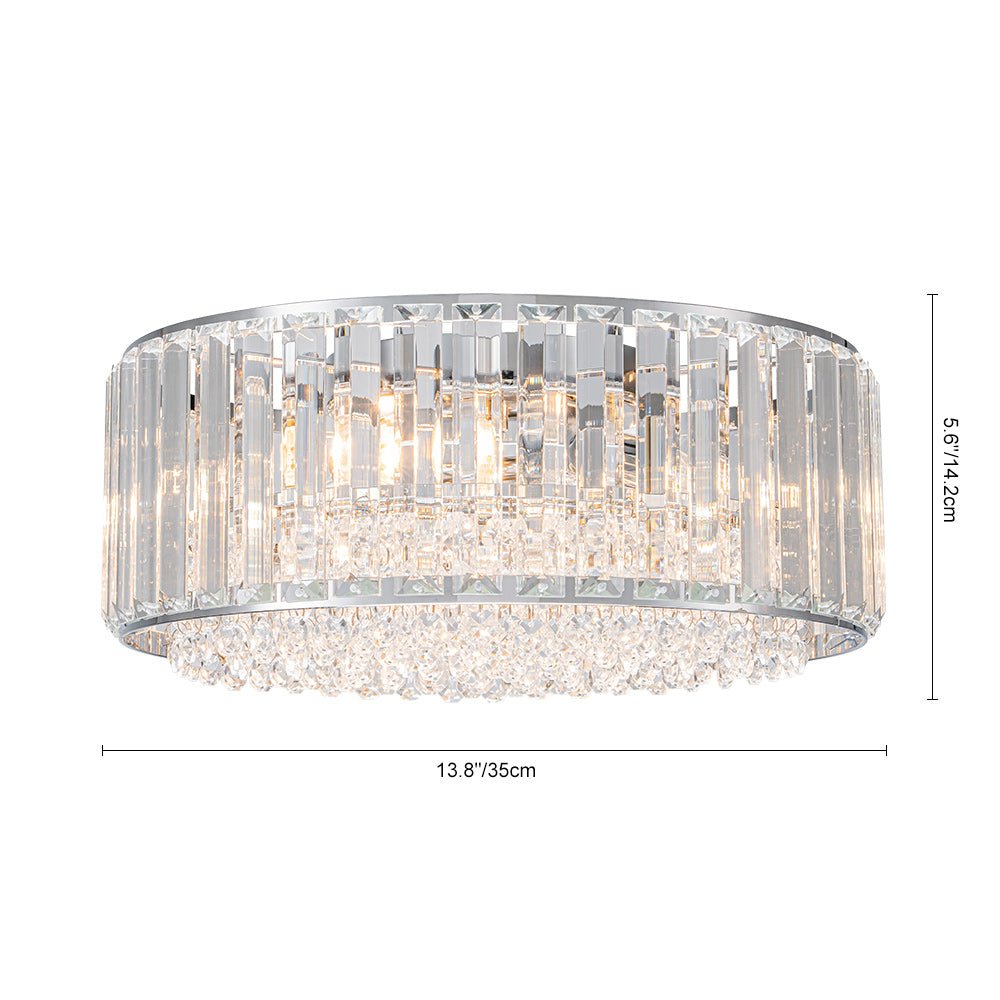 Moderna Lámpara de Techo de Cristal Redonda de 3 Luces