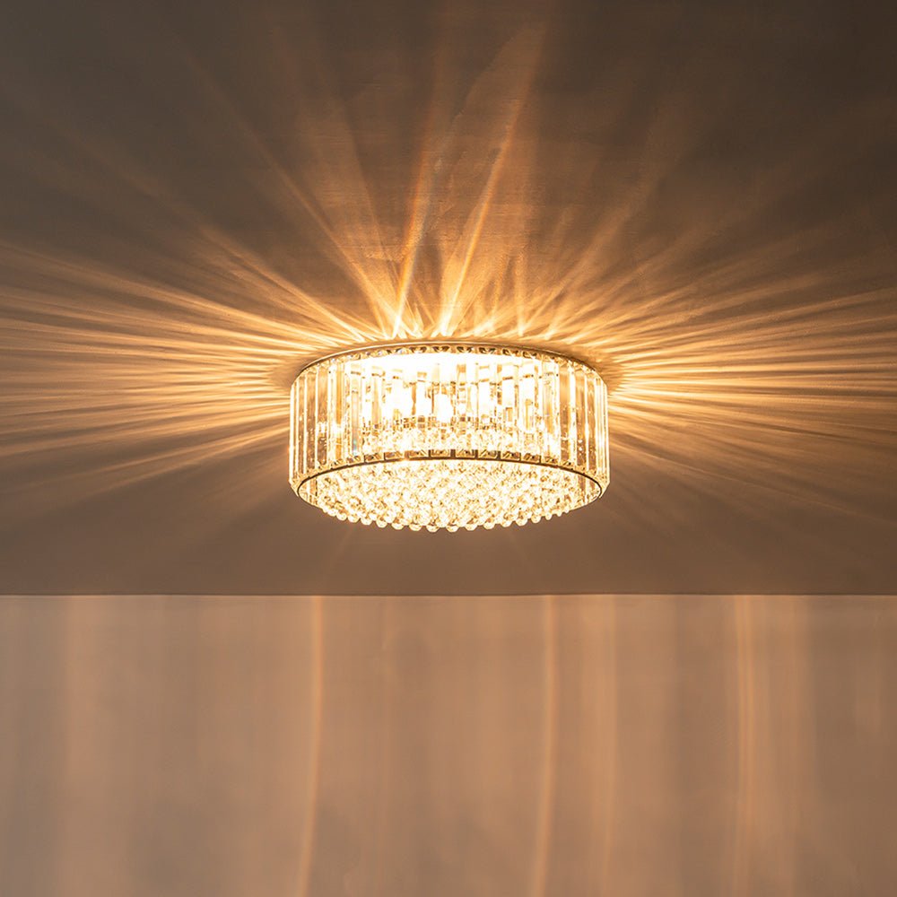 Moderna Lámpara de Techo de Cristal Redonda de 3 Luces