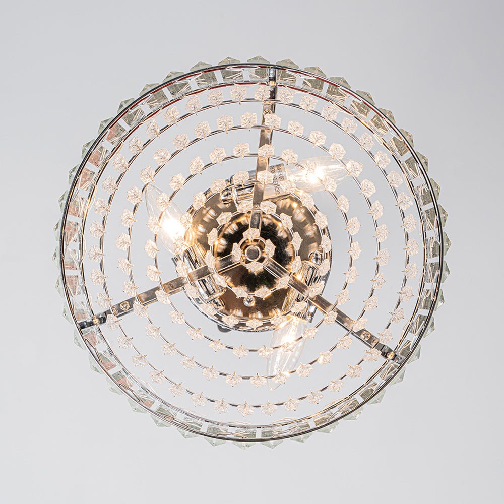 Moderna Lámpara de Techo de Cristal Redonda de 3 Luces