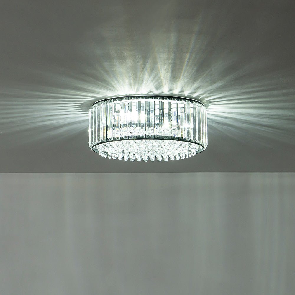 Moderna Lámpara de Techo de Cristal Redonda de 3 Luces