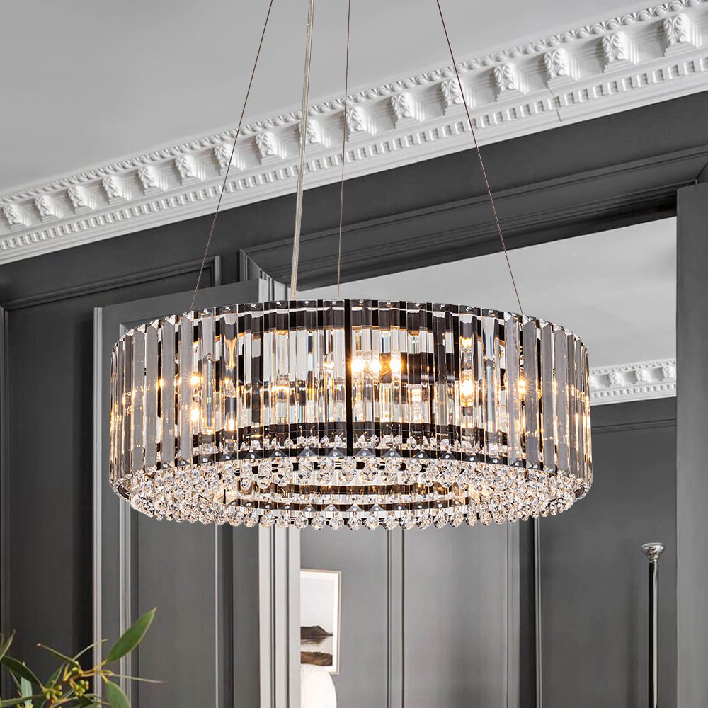 Moderno candelabro de cristal redondo de 6 luces