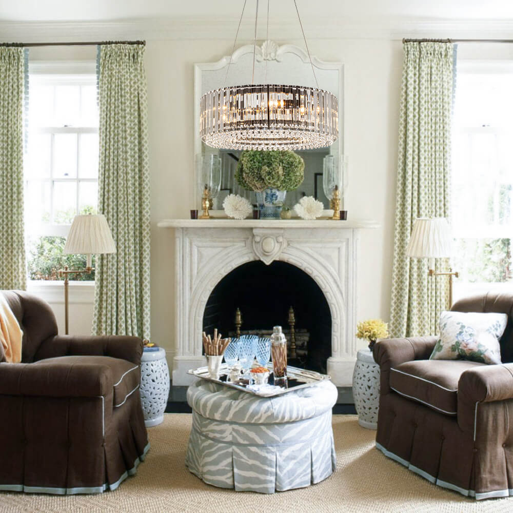Moderno candelabro de cristal redondo de 6 luces