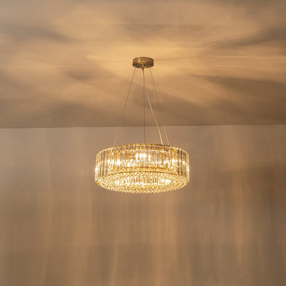 Moderno candelabro de cristal redondo de 6 luces