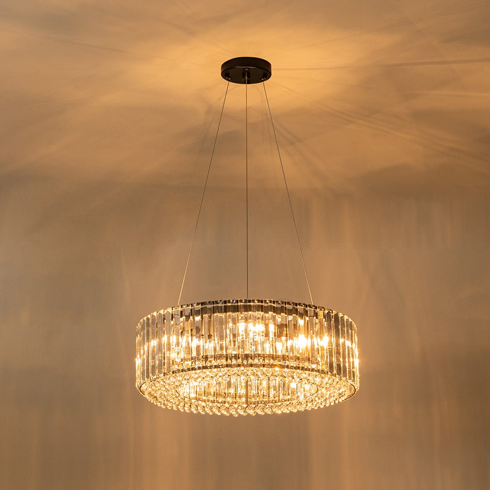 Moderno candelabro de cristal redondo de 6 luces