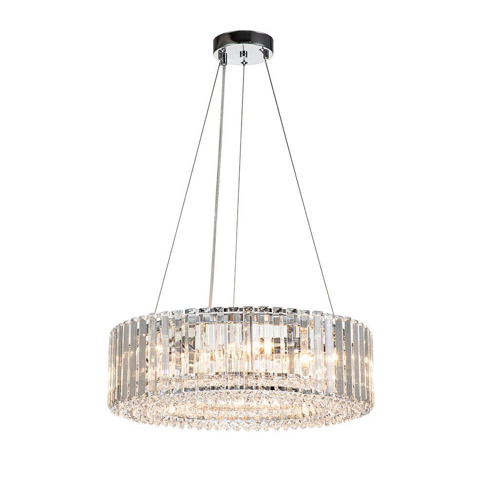 Moderno candelabro de cristal redondo de 6 luces