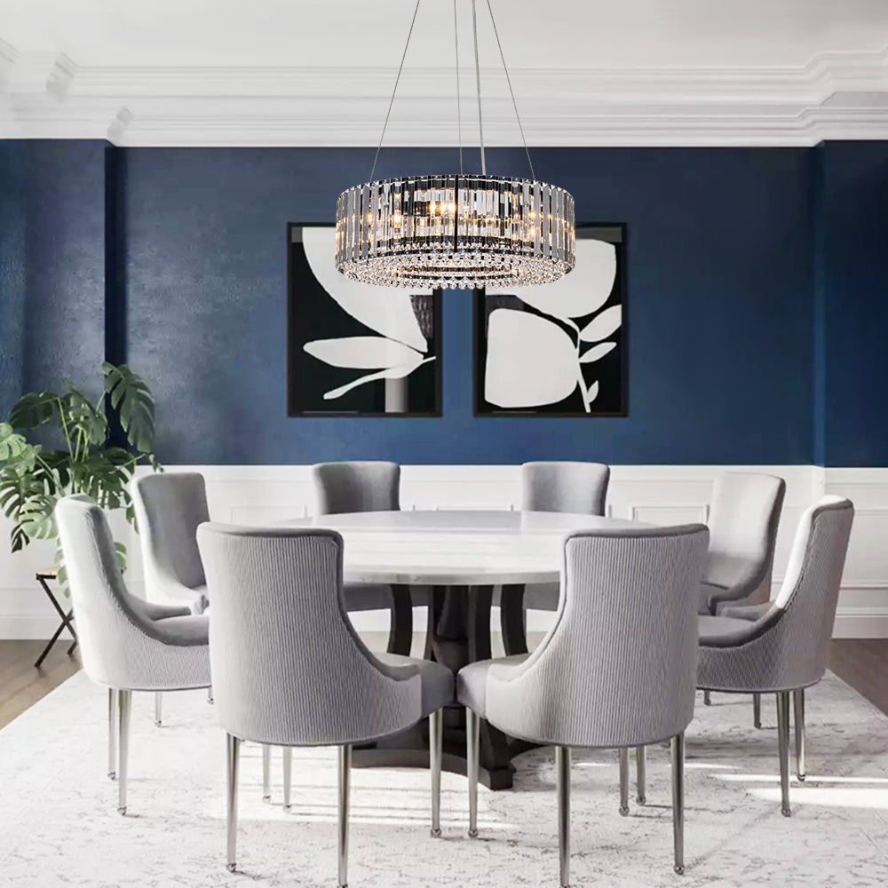 Moderno candelabro de cristal redondo de 6 luces