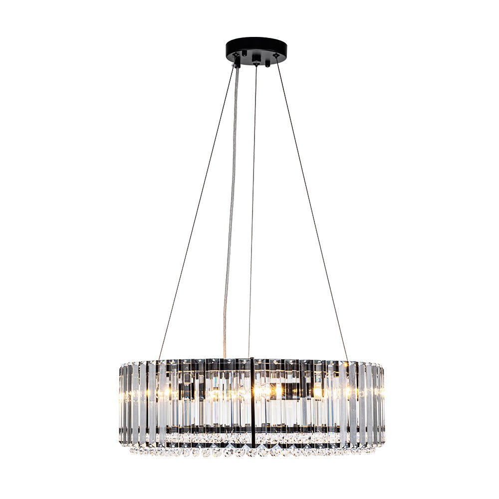 Moderno candelabro de cristal redondo de 6 luces
