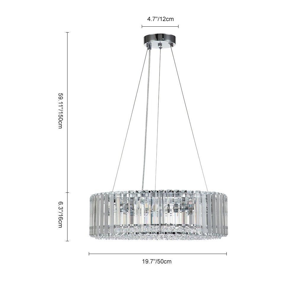 Moderno candelabro de cristal redondo de 6 luces