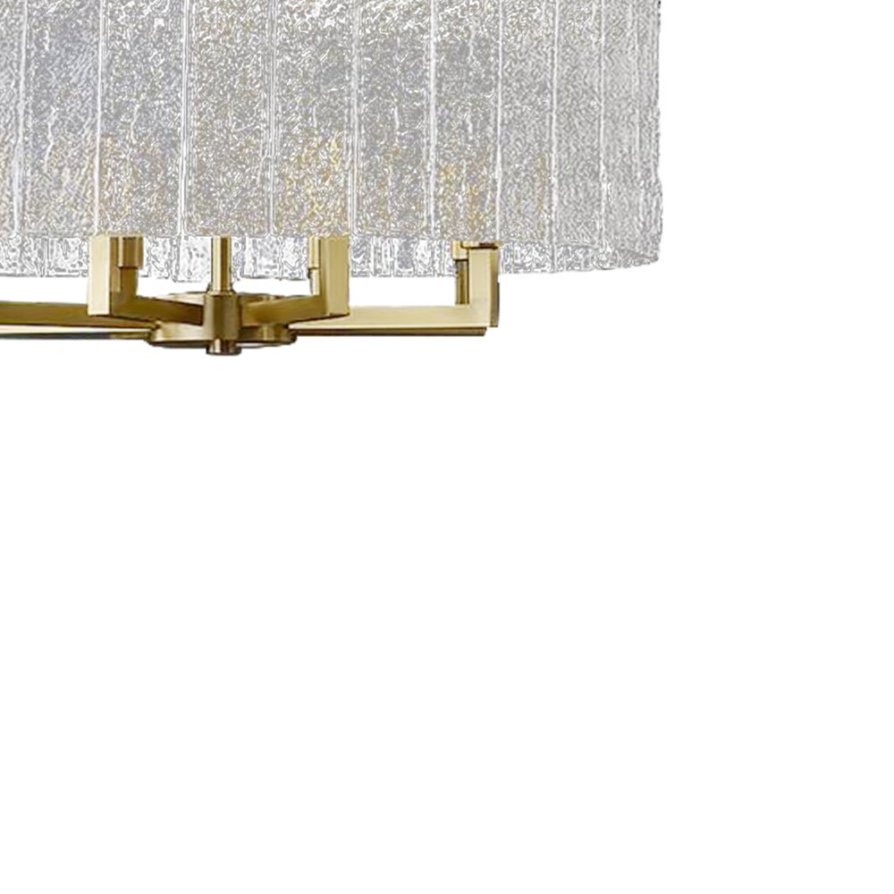 Moderno candelabro de tambor con 6 luces y vidrio texturizado de agua