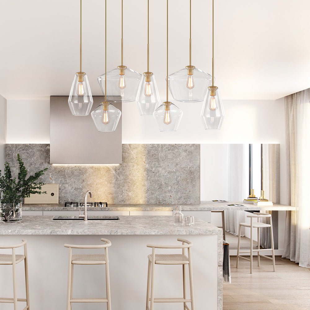 Moderna Lámpara Colgante Geométrica de Vidrio de 7 Luces