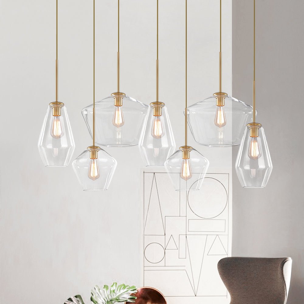 Moderna Lámpara Colgante Geométrica de Vidrio de 7 Luces
