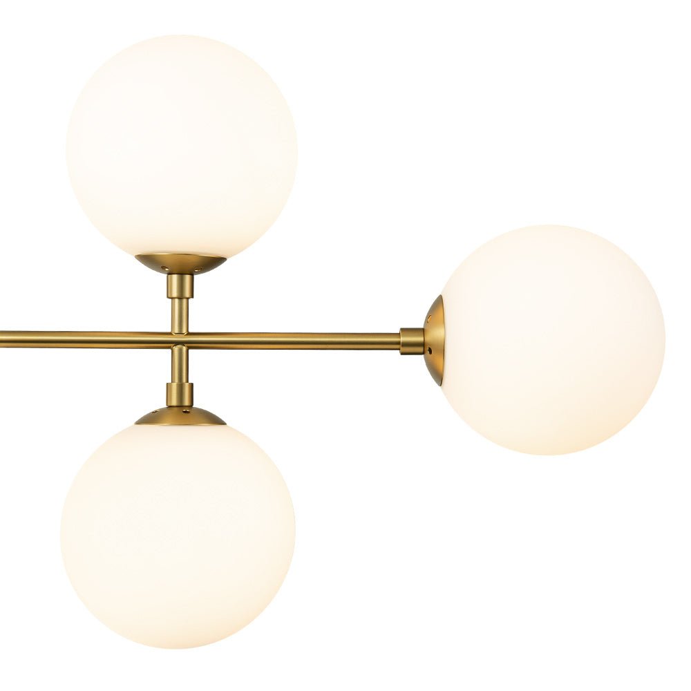 Moderno candelabro lineal de cocina de 8 luces en opal