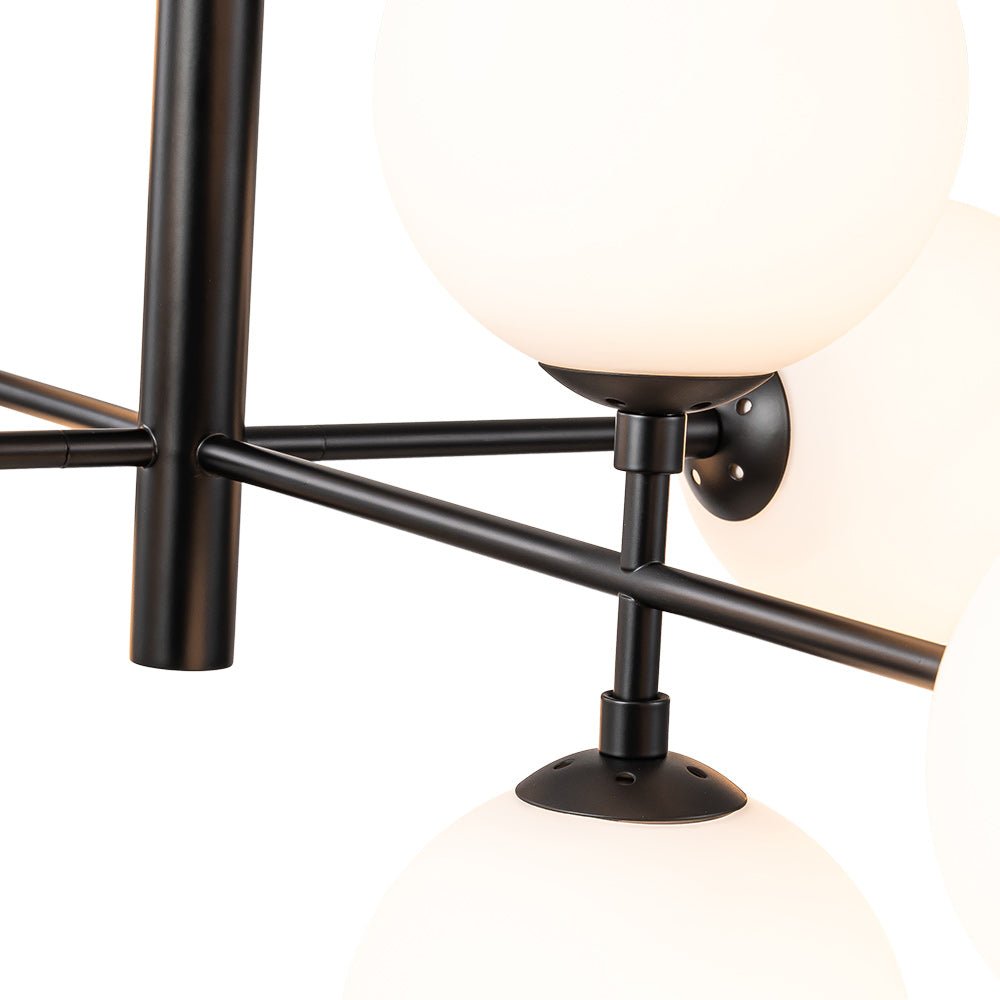 Moderno candelabro lineal de cocina de 8 luces en opal
