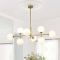 Moderno candelabro lineal de cocina de 8 luces en opal