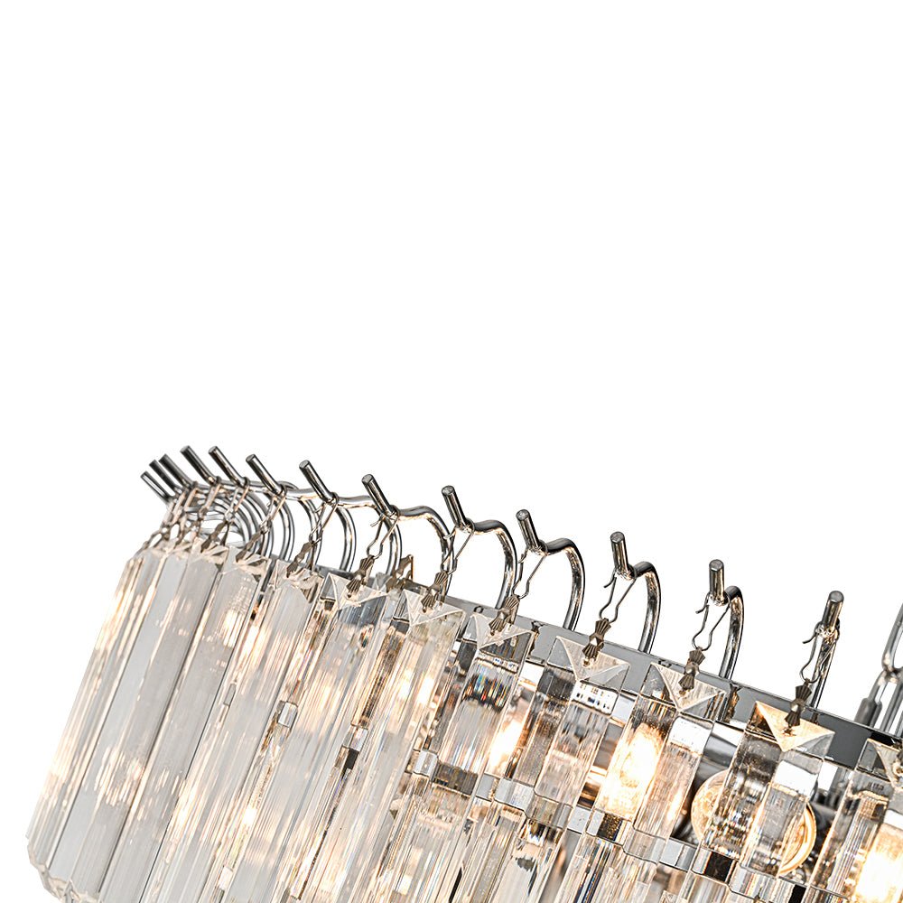 Moderno candelabro redondo de 9 luces en forma de tambor de 3 niveles con cristal