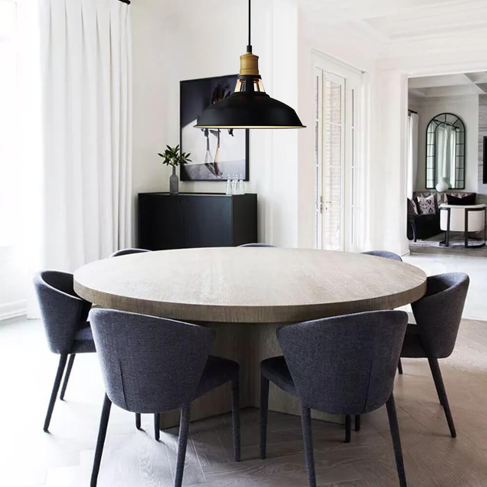 Luz de Domo Única Moderna en Negro y Cobre