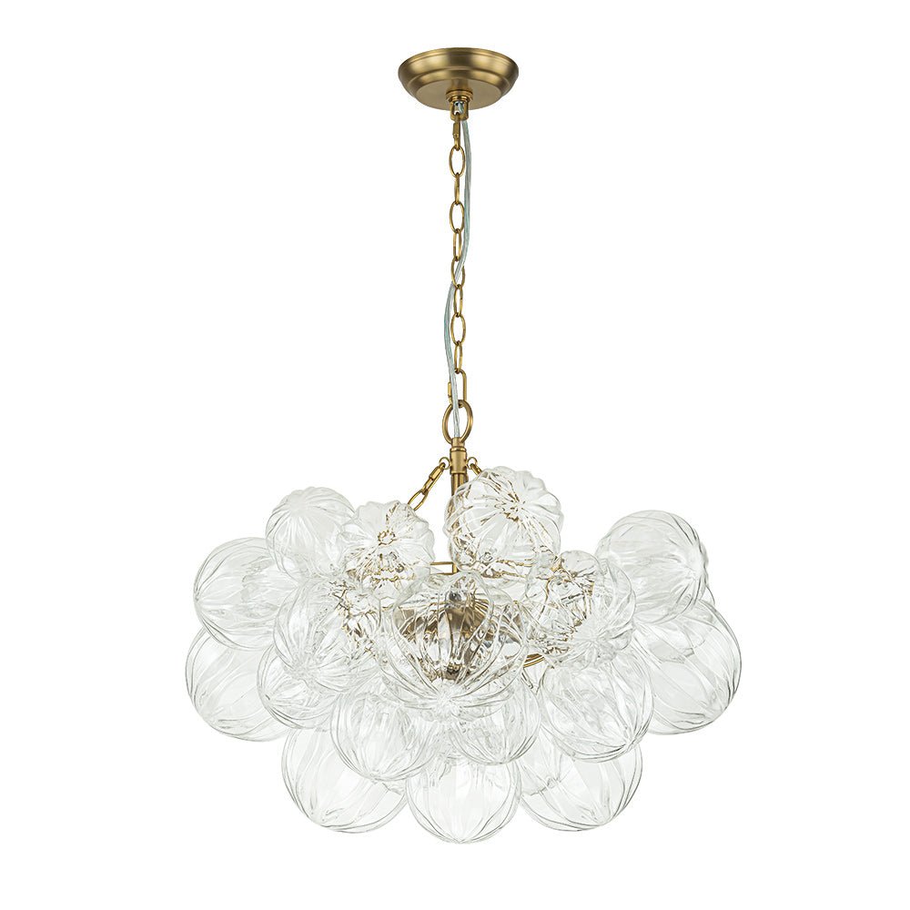 Moderno Candelabro de Vidrio Texturizado Transparente en Forma de Globo