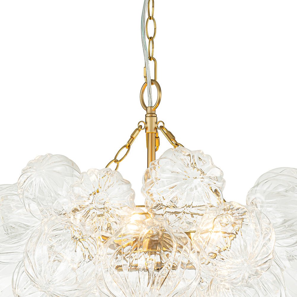 Moderno Candelabro de Vidrio Texturizado Transparente en Forma de Globo