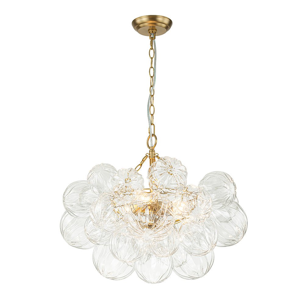 Moderno Candelabro de Vidrio Texturizado Transparente en Forma de Globo