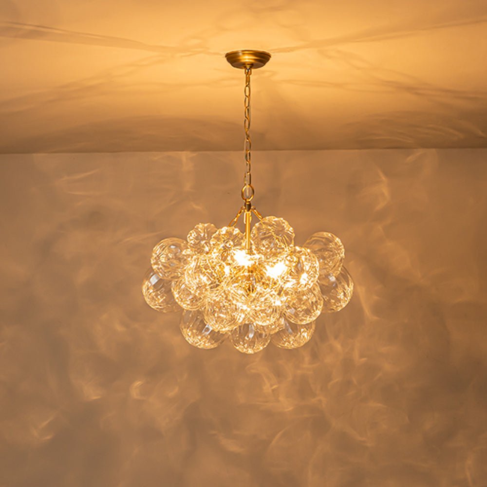 Moderno Candelabro de Vidrio Texturizado Transparente en Forma de Globo