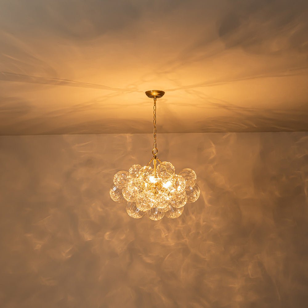 Moderno Candelabro de Vidrio Texturizado Transparente en Forma de Globo