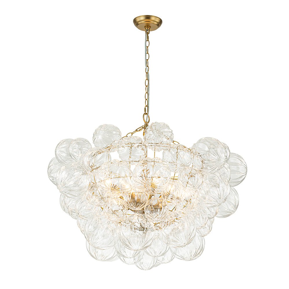Moderno Candelabro de Vidrio Texturizado Transparente en Forma de Globo
