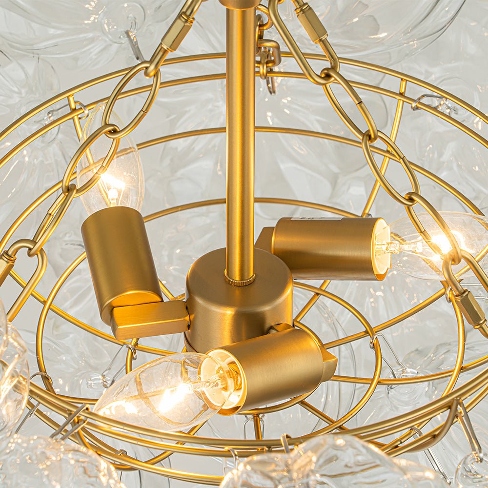 Moderno Candelabro de Vidrio Texturizado Transparente en Forma de Globo