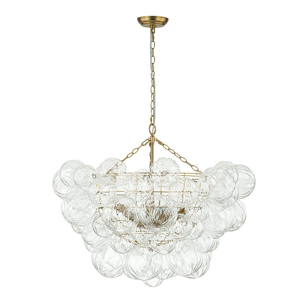 Moderno Candelabro de Vidrio Texturizado Transparente en Forma de Globo