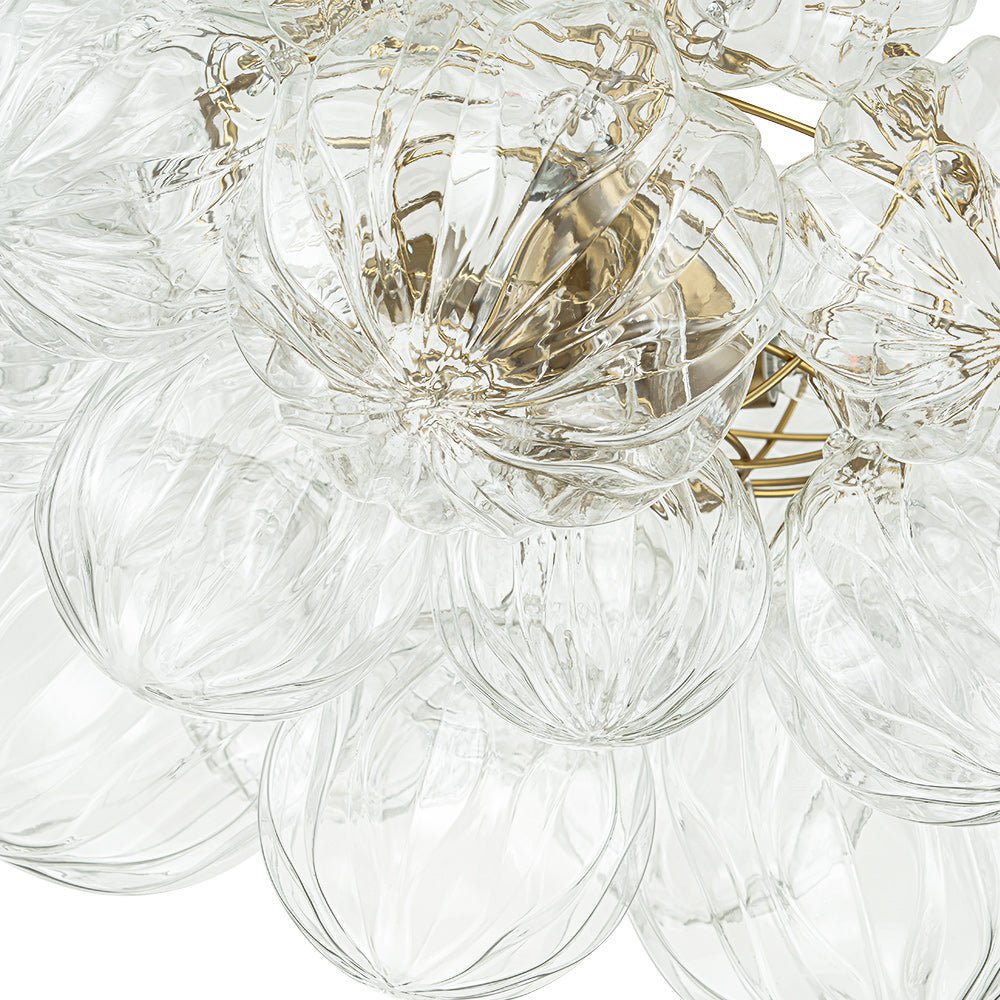Moderno Candelabro de Vidrio Texturizado Transparente en Forma de Globo