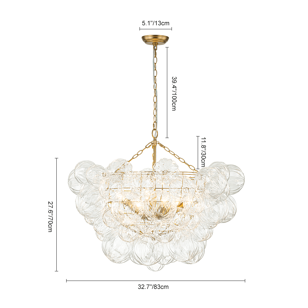 Moderno Candelabro de Vidrio Texturizado Transparente en Forma de Globo