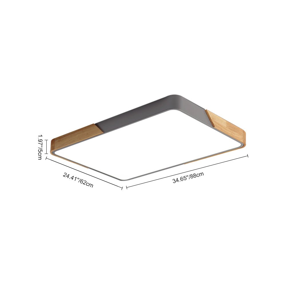 Luz de Techo Led Rectangular Regulable Moderna con Acabados de Madera
