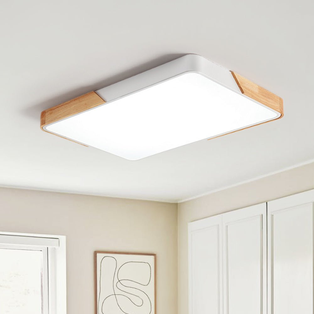 Luz de Techo Led Rectangular Regulable Moderna con Acabados de Madera