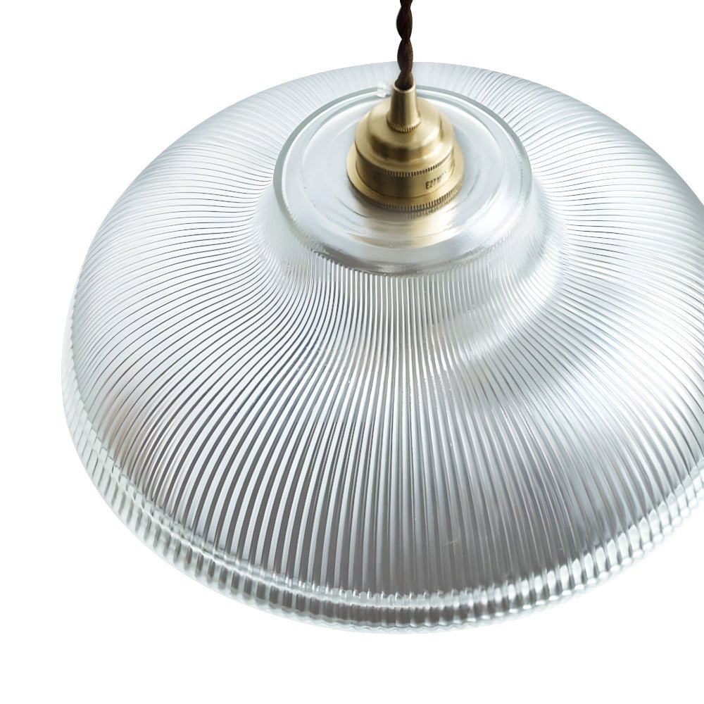 Lámpara Colgante de Vidrio con Forma de Cúpula Ribeteada de 1 Luz Estilo Granja Moderna