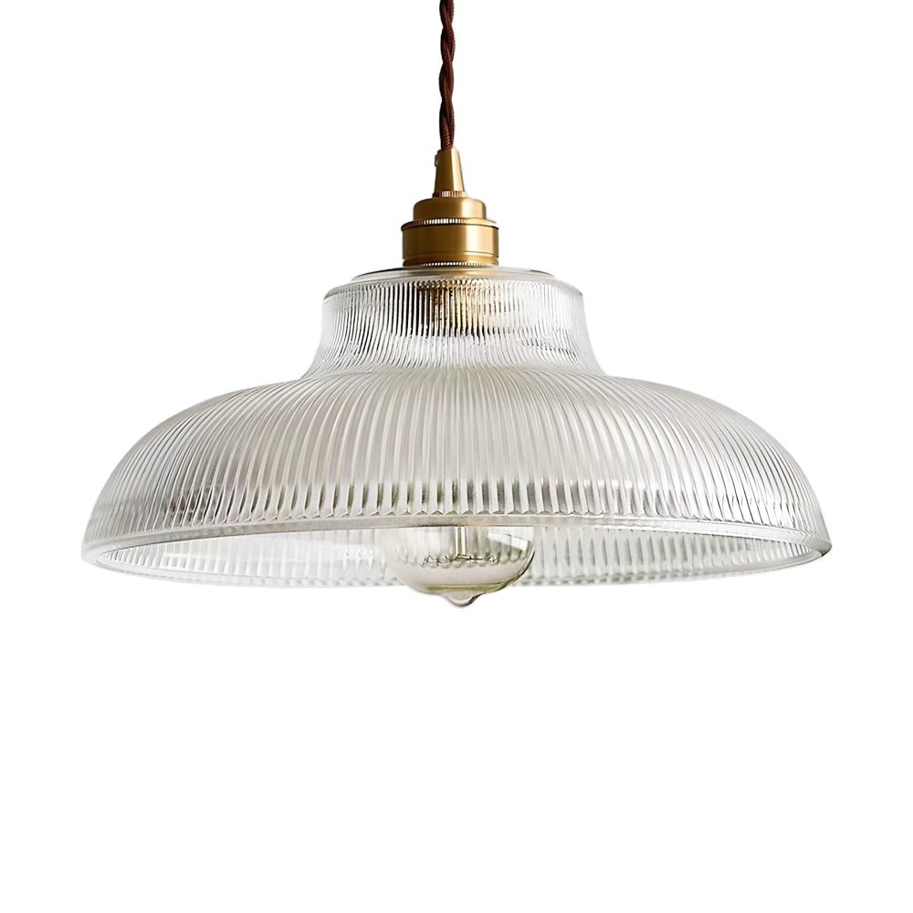 Lámpara Colgante de Vidrio con Forma de Cúpula Ribeteada de 1 Luz Estilo Granja Moderna