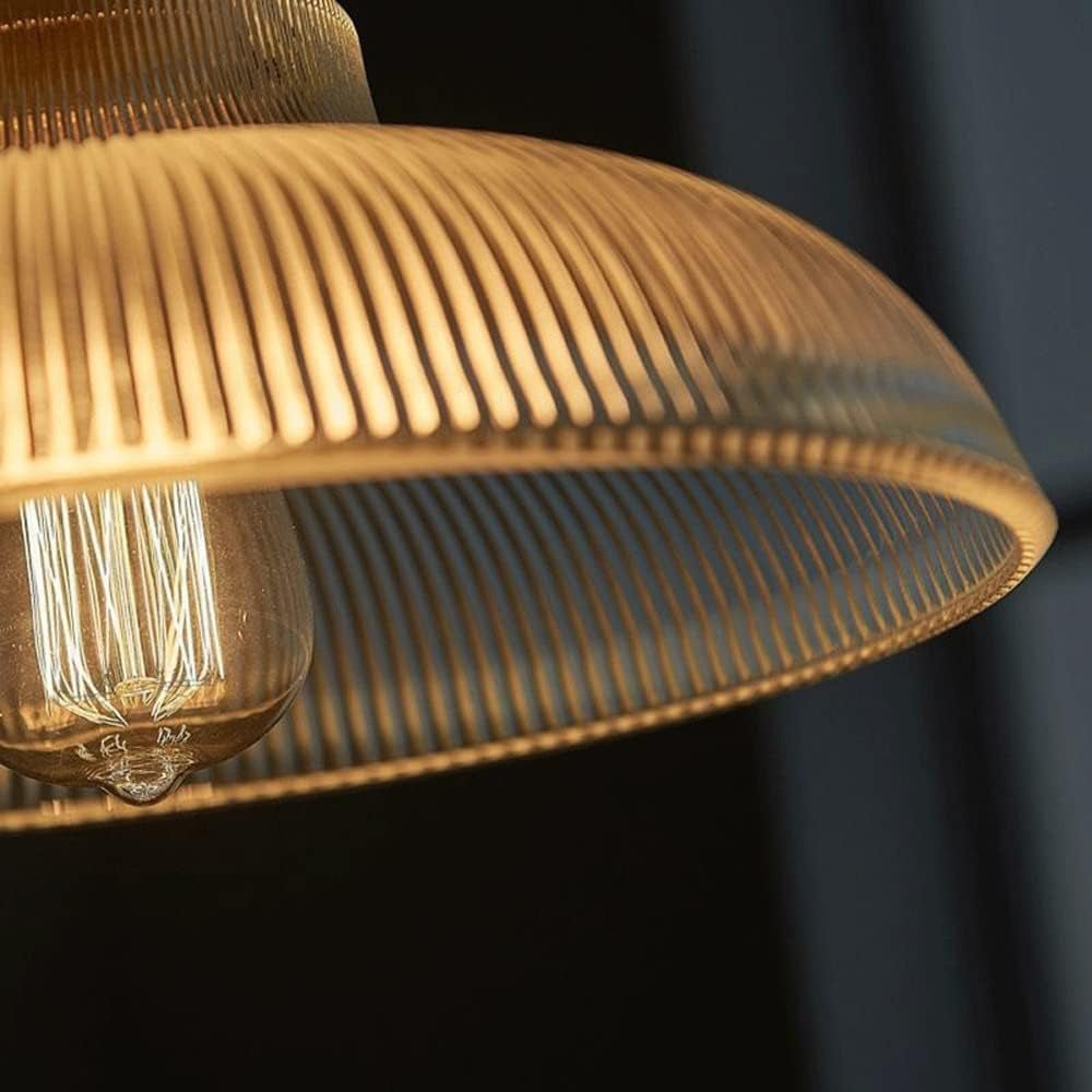 Lámpara Colgante de Vidrio con Forma de Cúpula Ribeteada de 1 Luz Estilo Granja Moderna